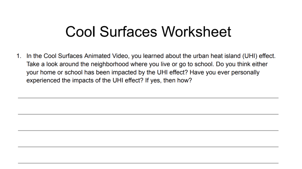 Cover image of Cool Surfaces Lesson Plan Worksheet